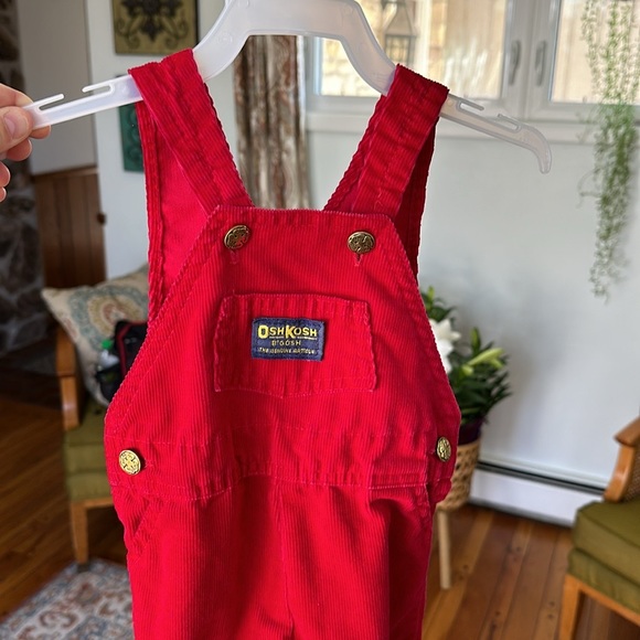 Vintage Oshkosh Baby Boys Red Corduroy Footed Overalls - Picture 4 of 8